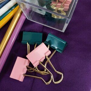 Girl Boss Pink and Green Binder Clips for office